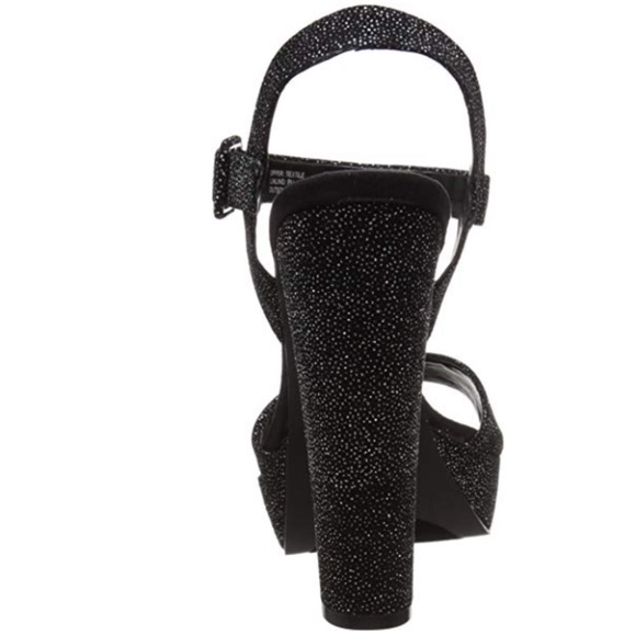 Midnight Black Shimmering Chunky Heel Platform - Picture 8 of 8